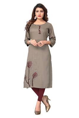 Grey embroidered rayon ethnic-kurtis 1