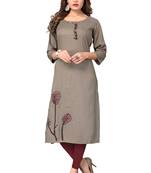 Grey embroidered rayon ethnic-kurtis