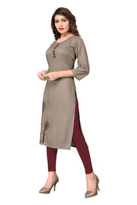 Grey embroidered rayon ethnic-kurtis 3
