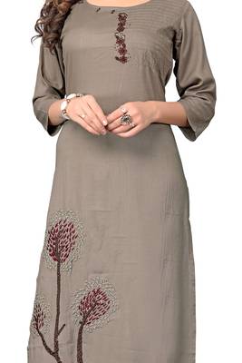 Grey embroidered rayon ethnic-kurtis 4