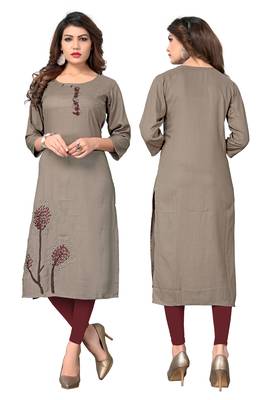 Grey embroidered rayon ethnic-kurtis 5