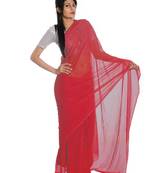 Peach printed georgette saree with blouse