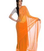 Orange printed georgette saree with blouse