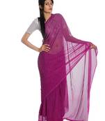 Magenta printed georgette saree with blouse
