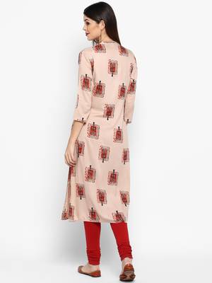 Peach hand woven rayon ethnic-kurtis 2