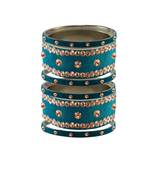 Firozi Stone Stud Brass Bangle