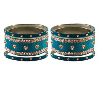 Firozi Stone Stud Brass Bangle 2