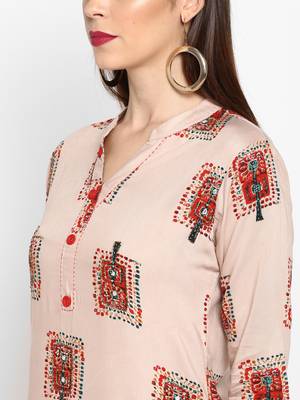 Peach hand woven rayon ethnic-kurtis 5