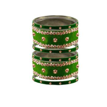 Green Stone Stud Brass Bangle 1