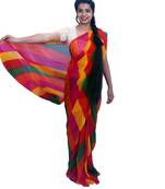 Multicolor printed georgette saree with blouse