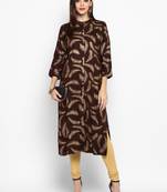 Brown printed rayon ethnic-kurtis