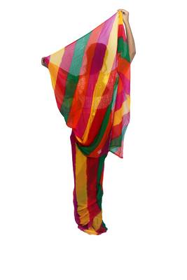 Multicolor printed georgette saree with blouse 4