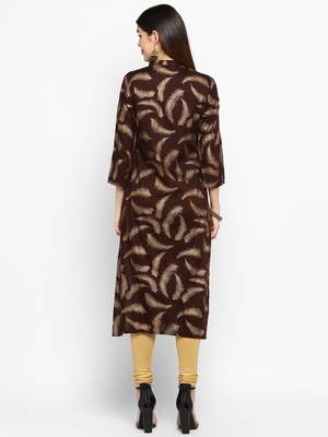 Brown printed rayon ethnic-kurtis 2