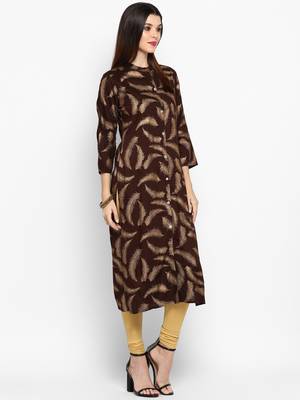 Brown printed rayon ethnic-kurtis 4