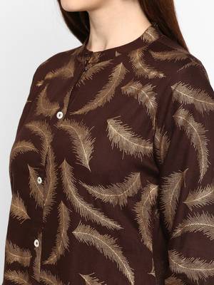 Brown printed rayon ethnic-kurtis 5