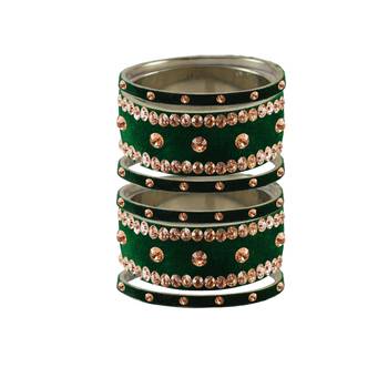 Green Stone Stud Brass Bangle 1