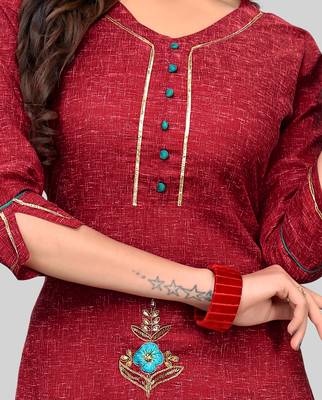 Maroon plain cotton cotton-kurtis 4