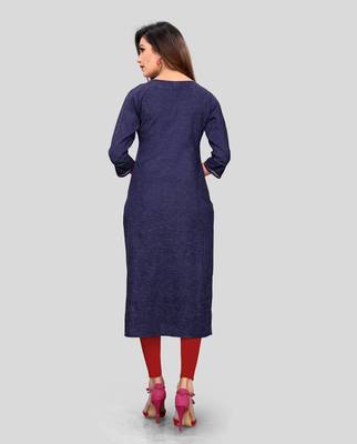 Blue plain cotton cotton-kurtis 2