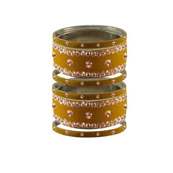 Light Brown  Stone Stud Brass Bangle 1