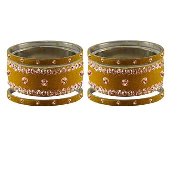 Light Brown  Stone Stud Brass Bangle 2