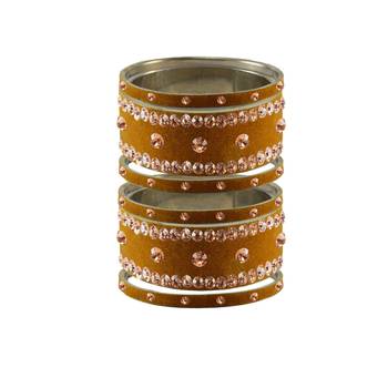 Dark Brown Stone Stud Brass Bangle 1