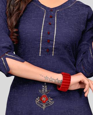 Blue plain cotton cotton-kurtis 4