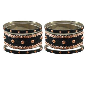 Grey Stone Stud Brass Bangle 2