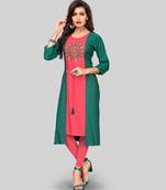 Multicolor embroidered rayon ethnic-kurtis