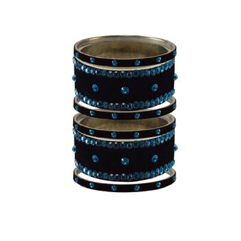 Black Stone Stud Brass Bangle 1