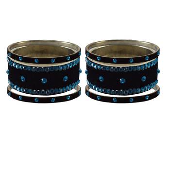 Black Stone Stud Brass Bangle 2