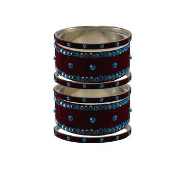Dark Maroon  Stone Stud Brass Bangle 1