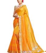 Yellow Plain Art Silk Saree With Blouse