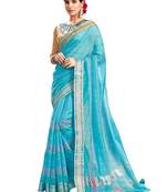 Blue Plain Art Silk Saree With Blouse