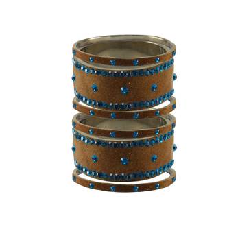 Dark Brown Stone Stud Brass Bangle 1