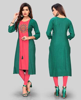 Multicolor embroidered rayon ethnic-kurtis 5