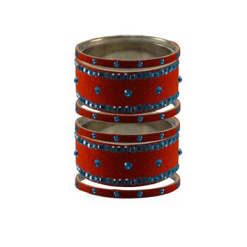 Orange Stone Stud Brass Bangle 1