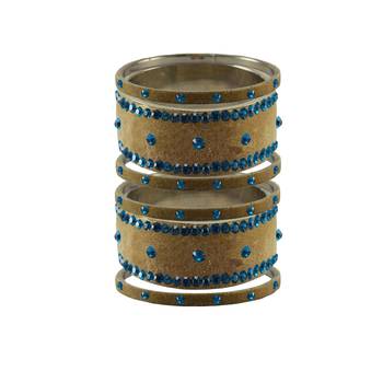 Light Brown  Stone Stud Brass Bangle 1