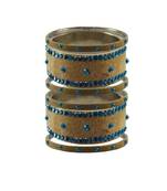 Light Brown  Stone Stud Brass Bangle