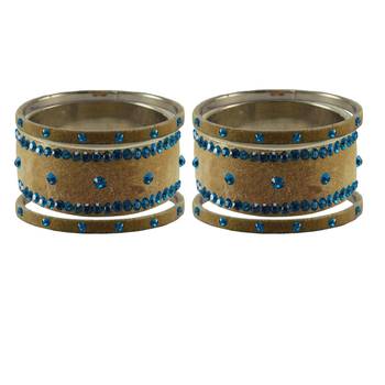 Light Brown  Stone Stud Brass Bangle 2