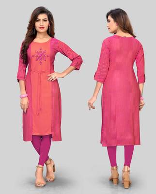 Multicolor embroidered rayon ethnic-kurtis 5