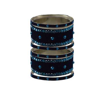 Dark Blue Stone Stud Brass Bangle 1