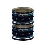 Dark Blue Stone Stud Brass Bangle