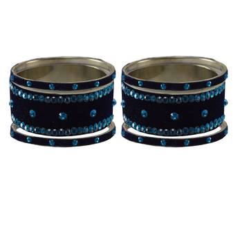 Dark Blue Stone Stud Brass Bangle 2