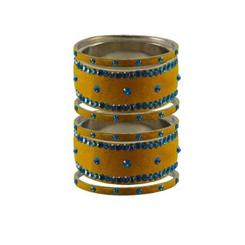 Light Brown  Stone Stud Brass Bangle 1