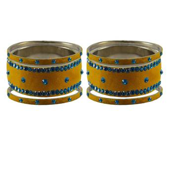 Light Brown  Stone Stud Brass Bangle 2