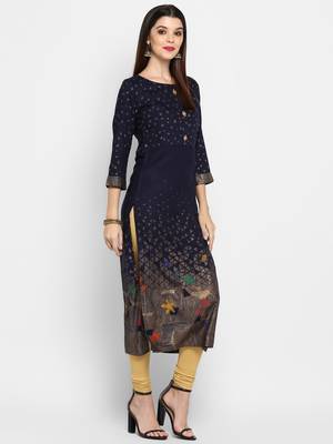 Navy-blue printed rayon ethnic-kurtis 4
