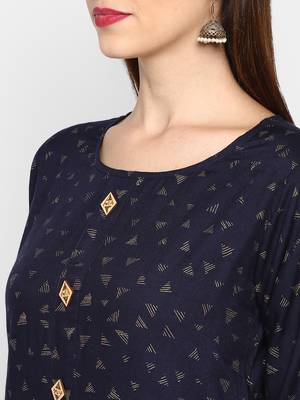 Navy-blue printed rayon ethnic-kurtis 5