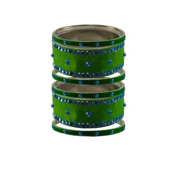 Green Stone Stud Brass Bangle 1