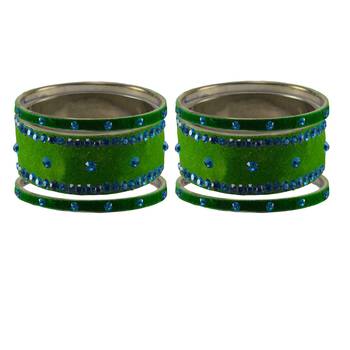 Green Stone Stud Brass Bangle 2