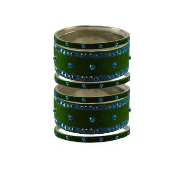 Dark Green Stone Stud Brass Bangle 1